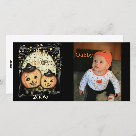 stijl Halloween Custom Photo Card Feestdagenkaart (Voorkant / Achterkant)