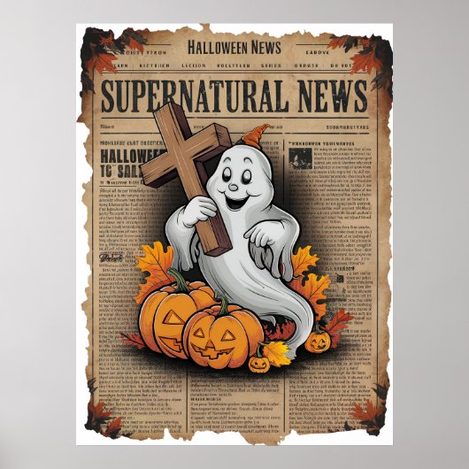  stijl Halloween krant Cross Ghost Poster (Voorkant)