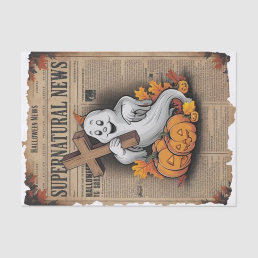  stijl Halloween krant Cross Ghost Tissuepapier (Voorkant)