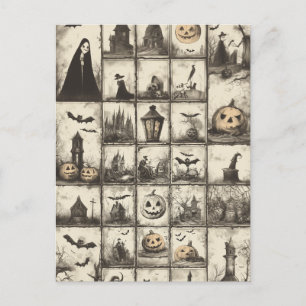  stijl Halloween patroon met sepia kleur Briefkaart
