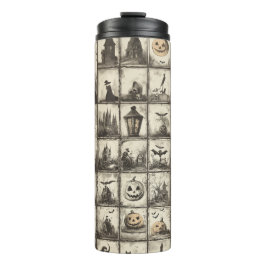stijl Halloween patroon met sepia kleur Thermosbeker