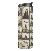 stijl Halloween patroon met sepia kleur Thermosbeker (Gedraaid links)