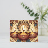  stijl Happy Diwali Diya Festival of Light Feestdagenkaart (Staand voorkant)