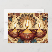  stijl Happy Diwali Diya Festival of Light Feestdagenkaart (Voorkant / Achterkant)