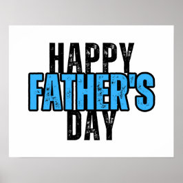 -stijl Happy Vaderdag Sign, Blauw Poster