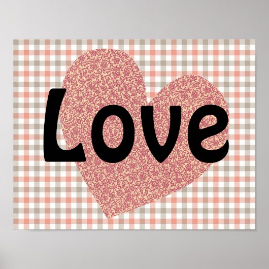  stijl Hart en Liefde Art Poster in Roze (Voorkant)