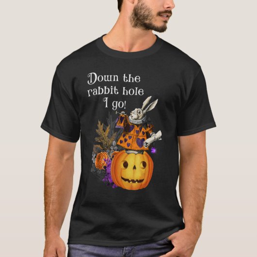  Stijl Haunted Halloween Alice White Rabbit T-shirt (Voorkant)