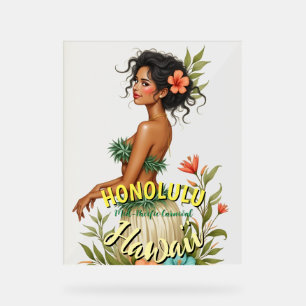 Stijl Hawaii Reizen Honolulu Hula Meisje Acryl Bord