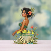  Stijl Hawaii Reizen Honolulu Hula Meisje Acryl Bord (Neutraal)