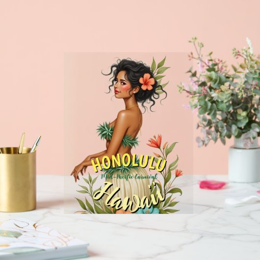  Stijl Hawaii Reizen Honolulu Hula Meisje Acryl Bord (Huwelijk)