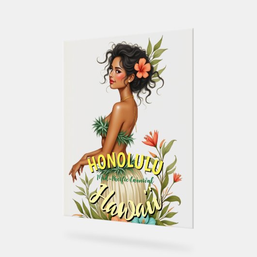  Stijl Hawaii Reizen Honolulu Hula Meisje Acryl Bord (Hoek)
