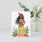  Stijl Hawaii Reizen Honolulu Hula Meisje Briefkaart (Staand voorkant)