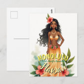  Stijl Hawaii Reizen Honolulu Hula Meisje Briefkaart (Voorkant / Achterkant)