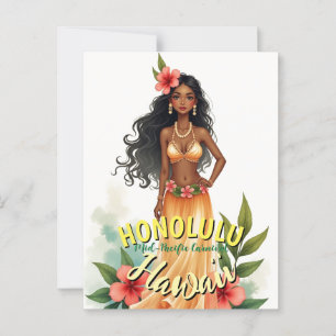  Stijl Hawaii Reizen Honolulu Hula Meisje Briefkaart