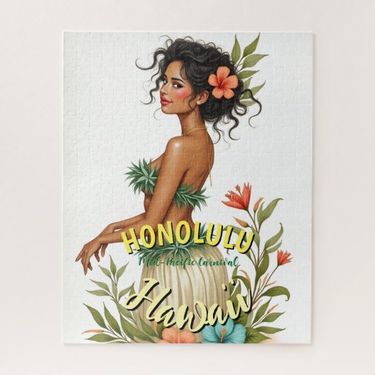  Stijl Hawaii Reizen Honolulu Hula Meisje Legpuzzel (Verticaal)
