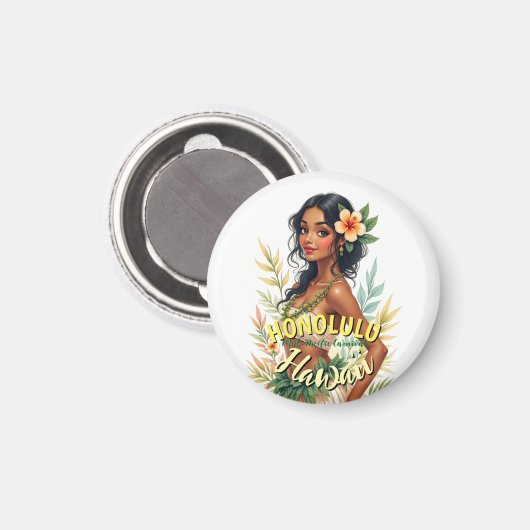 Stijl Hawaii Reizen Honolulu Hula Meisje Magneet (Voorkant / Achterkant)