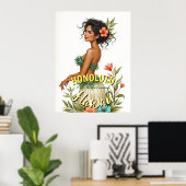  Stijl Hawaii Reizen Honolulu Hula Meisje Poster (Thuiskantoor)