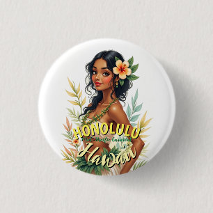  Stijl Hawaii Reizen Honolulu Hula Meisje Ronde Button 3,2 Cm