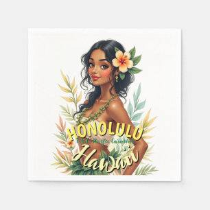  Stijl Hawaii Reizen Honolulu Hula Meisje Servet