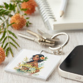  Stijl Hawaii Reizen Honolulu Hula Meisje Sleutelhanger (Voorkant Rechts)