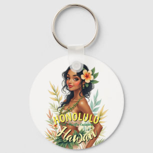  Stijl Hawaii Reizen Honolulu Hula Meisje Sleutelhanger