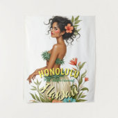  Stijl Hawaii Reizen Honolulu Hula Meisje Wandkleed (Voorkant)