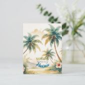 stijl Hawaiian Seascape Palms Travel Art Briefkaart (Staand voorkant)