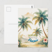 stijl Hawaiian Seascape Palms Travel Art Briefkaart (Voorkant / Achterkant)