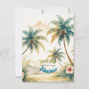  stijl Hawaiian Seascape Palms Travel Art Briefkaart