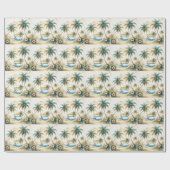  stijl Hawaiian Seascape Palms Travel Art Cadeaupapier (Vlak)