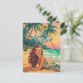stijl Hawaiian Travel Aloha van Hawaï Feestdagenkaart (Staand voorkant)