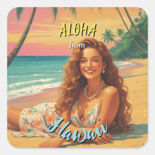  stijl Hawaiian Travel Aloha van Hawaï Vierkante Sticker