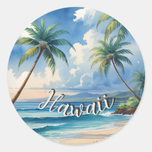 stijl Hawaiian Travel Coast Blue Zee Ronde Sticker