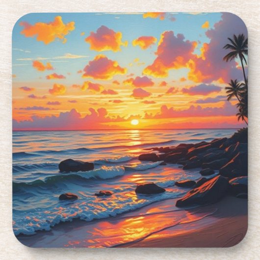  stijl Hawaiian Travel Coast Zee Sunset Bier Onderzetter (Voorkant)