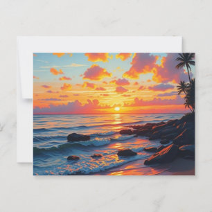 stijl Hawaiian Travel Coast Zee Sunset Briefkaart