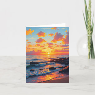 stijl Hawaiian Travel Coast Zee Sunset Feestdagen Kaart
