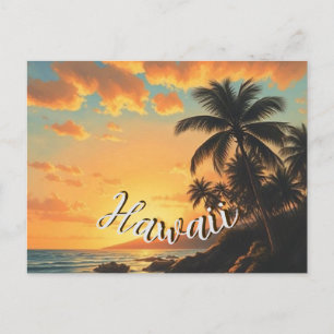  stijl Hawaiian Travel Coast Zee Sunset Feestdagenkaart