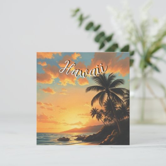  stijl Hawaiian Travel Coast Zee Sunset Feestdagenkaart (Staand voorkant)