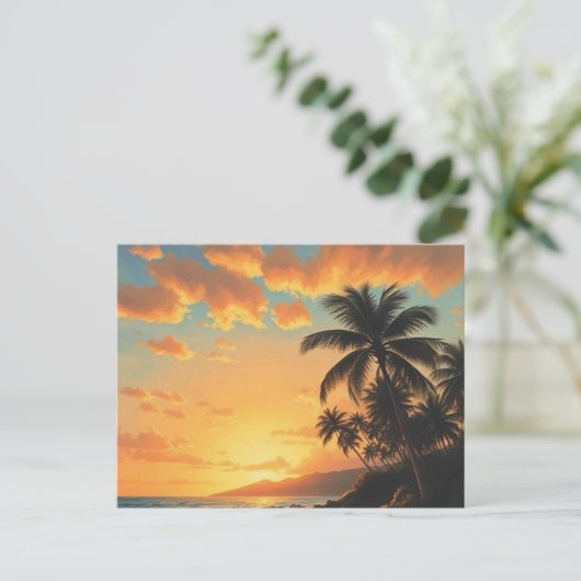  stijl Hawaiian Travel Coast Zee Sunset Feestdagenkaart (Staand voorkant)
