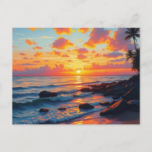stijl Hawaiian Travel Coast Zee Sunset Feestdagenkaart