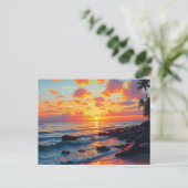 stijl Hawaiian Travel Coast Zee Sunset Feestdagenkaart (Staand voorkant)
