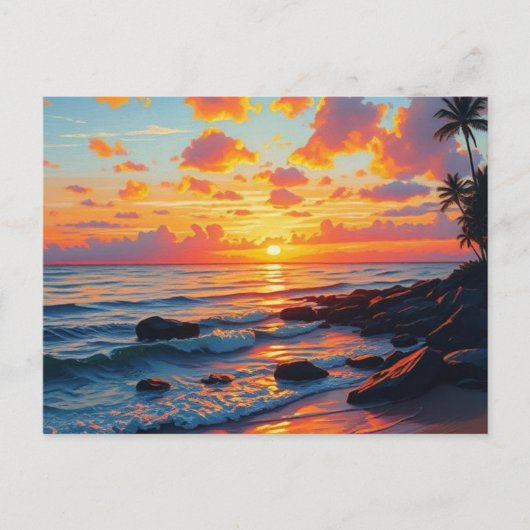 stijl Hawaiian Travel Coast Zee Sunset Feestdagenkaart (Voorkant)