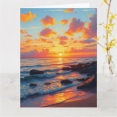  stijl Hawaiian Travel Coast Zee Sunset Kaart (Gele Bloem)
