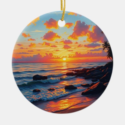  stijl Hawaiian Travel Coast Zee Sunset Keramisch Ornament (Voorkant)