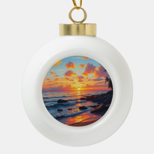 stijl Hawaiian Travel Coast Zee Sunset Keramische Bal Ornament (Voorkant)