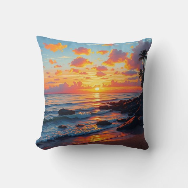  stijl Hawaiian Travel Coast Zee Sunset Kussen (Voorkant)