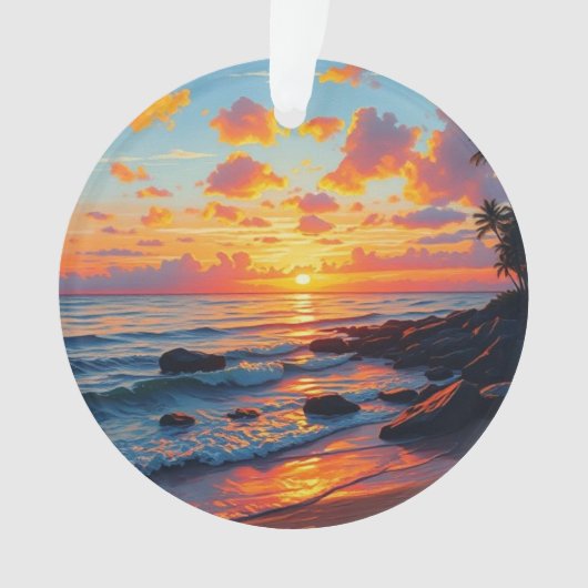  stijl Hawaiian Travel Coast Zee Sunset Ornament (voorkant)