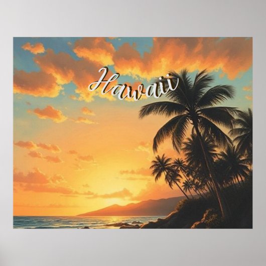  stijl Hawaiian Travel Coast Zee Sunset Poster (Voorkant)