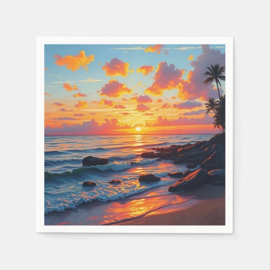  stijl Hawaiian Travel Coast Zee Sunset Servet (Voorkant)