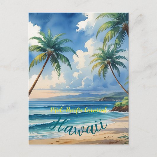 stijl Hawaiian Travel Honolulu Blue Zee Feestdagenkaart (Voorkant)
